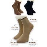 Premium 3 Çift Bambu Kadın Lastiksiz Roll Top Soket Dikişsiz Çorap/Iz Bırakmaz/Sıkmayan Çorap SİYAH BEJ KAHVERENGİ 36-40