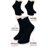 Premium 3 Çift Siyah Bambu Kadın Lastiksiz Roll Top Soket Dikişsiz Çorap/ız Bırakmaz/sıkmayan Çorap SİYAH 36-40