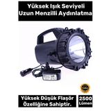 Premium 3 Modlu 2500 Lümen 600 Metre Menzilli Beyaz Aydınlatma Power Led Şarjlı 50 W Büyük Fener