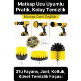Premium 3'lü Matkap Ucu Temizleme Fırça Seti Jant Fayans Mermer Küvet Koltuk Çok Amaçlı Temizlik