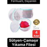 Premium 4 Adet İç Çamaşır Sütyen Yıkama Filesi Fermuarlı Yırtılmaz Çorap Temizlik Torbası Dayanıklı