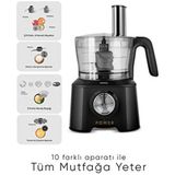 Premium 4 Bıçaklı Doğrayıcı, Mutfak Robotu, Doğrama, Karıştırma, Öğütme, Rendeleme, Dilimleme 2000W - Siyah