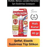 Premium 40 Gr Üniversal Sızdırmaz Şeffaf Tüp Silikon Mutfak Banyo Küvet Kenarı Elastik İzolasyon
