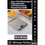 Premium 5 kg Kapasiteli 1 gr Hassasiyet Dijital Ekran Paslanmaz Çelik Hassas Mutfak Tartısı Terazi