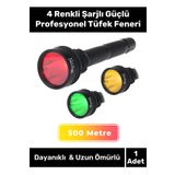 Premium 500 Metre Menzilli Beyaz Sarı Kırmızı Yeşil Aydınlatma Şarjlı Güçlü Profesyonel Tüfek Feneri