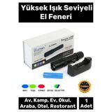 Premium 500 Metre Menzilli Şarj Edilebilir 10W 2000 Lümen 4 Renk Güçlü El Feneri
