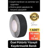 Premium 50MM x 15MT Siyah Kaydırmaz Bant Yapışkanlı Merdiven Basamak Zemin Güçlü Tutunabilen Halı