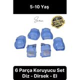 Premium 6 Parça Çocuk İçin Paten Kaykay Scooter Bisiklet Dizlik Dirsek Set Takımı