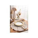 Premium | 6'lı Fırfırlı Keten Yuvarlak Amerikan Servisi 40X40 cm
