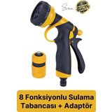 Premium 8 Fonksiyonlu Adaptörlü Yüksek Basınçlı Kopmaz Sulama Tabancası Bahçe Araba Yıkama Tazikli