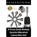 Premium 9 Parça Dayanıklı Somun Sökücü Sıkma Bits Lokma Seti Adaptör Matkap Ucu Altıgen Vidalama