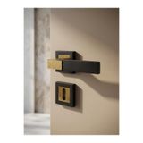 Premium Ahenk Kare Rozetli Kapı Kolu Oda-WC Lavabo Uyumlu Kapı Kolu/Sağ-Sol Takım/Siyah - Altın
