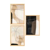 Premium Ahşap Çerçeveli 3’lü Modern İskandinav Bohem Tablo Seti, Dekoratif Duvar Tablosu, Ev, Salon, Oturma Odası ve Yatak Odası İçin Çerçeveli Duvar Dekoru (50x35)