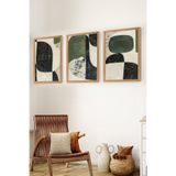 Premium Ahşap Çerçeveli 3lü Modern İskandinav Bohem Tarz Dekoratif Ev Dekorasyonu Tablo Seti-SET15