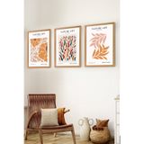 Premium Ahşap Çerçeveli 3lü Modern İskandinav Bohem Tarz Dekoratif Ev Dekorasyonu Tablo Seti-SET8