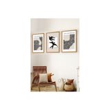 Premium Ahşap Çerçeveli Üçlü İskandinav Bohem Tablo Seti, Set4, 70X50