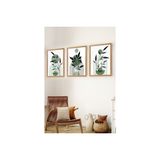 Premium Ahşap Çerçeveli Üçlü İskandinav Bohem Tablo Seti, Set5, 70X50
