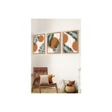 Premium Ahşap Çerçeveli Üçlü İskandinav Bohem Tablo Seti, Set9, 70X50
