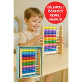 Premium Ahşap Renkli Abaküs • 10 Katlı Eğitici Sayma ve Zeka Geliştirici Oyuncak ERKL-202591