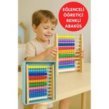 Premium Ahşap Renkli Abaküs • 10 Katlı Eğitici Sayma Ve Zeka Geliştirici Oyuncak