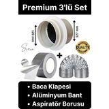 Premium Baca Klapesi Alüminyum Bant Aspiratör Borusu Seti Folyo Yanmaz Sızdırmaz Havalandırma Mutfak