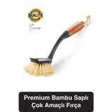 Premium Bambu Saplı Çok Amaçlı Fırça Sert Kıllı Bulaşık Kazıyıcı Tava Tencere Mutfak Lavabo Temizlik