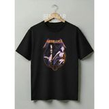 Premium Baskı Kaliteli Metallica Tasarımlı Pamuklu Unisex Tişört - Siyah