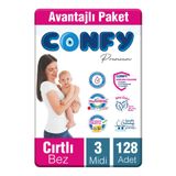 Premium Bebek Bezi 3 Beden Midi 4 - 9 Kg 128 Adet
