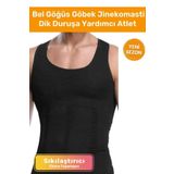 Premium Bel Göğüs Göbek Jinekomasti Toparlayıcı Erkek Extra Göbek Sıkılaştırıcı Siyah Korse Atlet