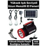 Premium Beyaz Aydınlatmalı Telefon Şarj Edilen Solar Güneş Enerji Fener Işıldak 2 Florasan Led Ampül