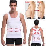 Premium Beyaz Erkek Atlet Korse Atlet Bel Göğüs Göbek Jinekomasti Toparlayıcı Dik Duruş - 3XL