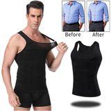 Premium Beyaz Erkek Atlet Korse Atlet Bel Göğüs Göbek Jinekomasti Toparlayıcı Dik Duruş - Siyah - 2XL