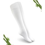 Premium Beyaz Renk Kadın Dikişsiz Bambu Dizaltı Çorap - 390-BYZ - (1 Çift) - 35 - 38