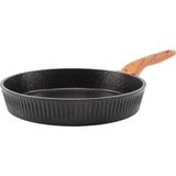 Premium Bio Granit Alüminyum Döküm Nisch Tava (Siyah-Koyu Ahşap Kulp) (28) - Çok Renkli