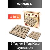 Premium Board Game - Zeka Eğlence Geliştirici Eğitici Strateji Klasik 9 Taş ve 3 Taş Kutu Oyunu Seti