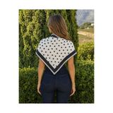 Premium Bordürlü Puantiye Üçgen Fular – Siyah Beyaz 46x127cm