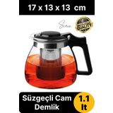 Premium Borosilikat Cam Demlik Isı Dayanıklı Şeffaf Süzgeçli Gevşek Yaprak Çay Makinesi Kapaklı