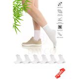 Premium Burun Dikişsiz Kadın Beyaz Bambu Soket Çorap 6Lı Set - 36-40 - 350Byz