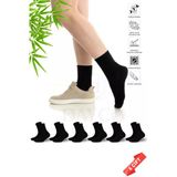 Premium Burun Dikişsiz Kadın Siyah Bambu Soket Çorap 6Lı Set - 36-40 - 350Syh