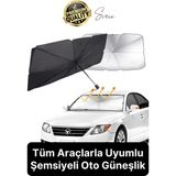 Premium Büyük Boy Titanyum Tüm Araçlarla Uyumlu Geçirmez Dayanıklı Araç Içi Ön Cam Şemsiye Güneşlik - Siyah - Gri