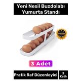 Premium Buzdolabı Plastik 2 Katlı Kullanışlı Pratik Raf Düzenleyici Yeni Nesil Yumurta Standı 3 Adet