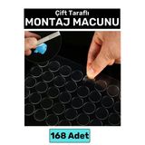 Premium Cam Metal Plastik Ahşap Mermer Çift Taraflı Şeffaf Nano Yuvarlak Montaj Macunu 168 Adet