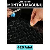Premium Cam Metal Plastik Ahşap Mermer Çift Taraflı Şeffaf Nano Yuvarlak Montaj Macunu 420 Adet - Standart