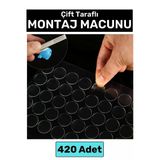 Premium Cam Metal Plastik Ahşap Mermer Çift Taraflı Şeffaf Nano Yuvarlak Montaj Macunu 420 Adet