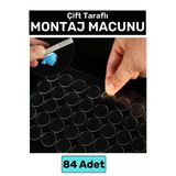 Premium Cam Metal Plastik Ahşap Mermer Çift Taraflı Şeffaf Nano Yuvarlak Montaj Macunu 84 Adet