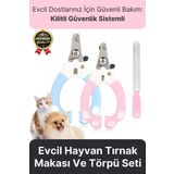 Premium Çelik Uçlu Güvenlik Kelepçeli Kilitli Kedi Köpek Evcil Hayvan Tırnak Makası ve Törpü Seti