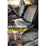 Premium Cepli Ortopedik Oto Koltuk Kılıf Seti - Ön & Arka Koltuk Tam Set - Antrasit