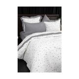 Premium Çift Kişilik Fırfırlı Nevresim TAKIMI,%100 Pamuk, Çiçek Desenli, Gri-Beyaz - 001-Renkli - 100 x 100 cm
