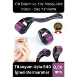 Premium Cilt Bakım ve Yüz Masaj Aleti Vücut Yenileme Titanyum Uçlu 540 İğneli Dermaroller 0,50 mm