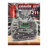 Premium Çok Amaçlı Devir Ayarli 211 Parça Hobi Gravür Seti El Motoru Usta Set Esnek Şaft Hediyeli